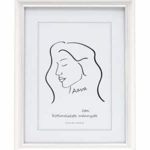 Aava puukehys 13x18cm, valkoinen hopeareunuksilla
