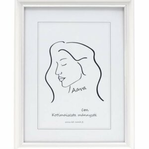 Aava puukehys 20x30cm, valkoinen hopeisella folioviivalla
